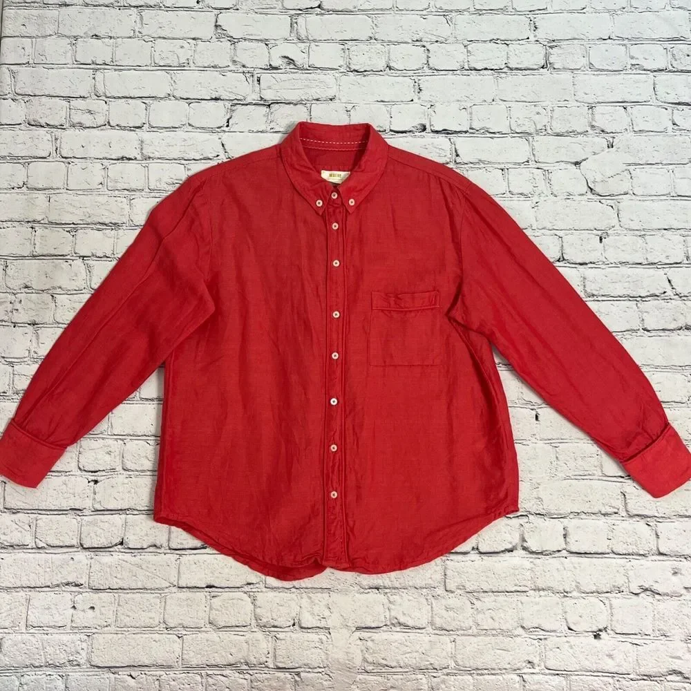 Maeve Red Button Down Shirt - Picture 4 of 11